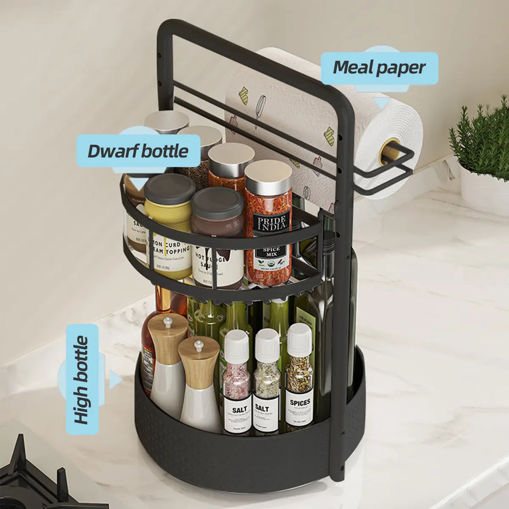 2‑Tier Lazy Susan Spice Organizer – 9.8″ Adjustable Metal Turntable 🧂🌀