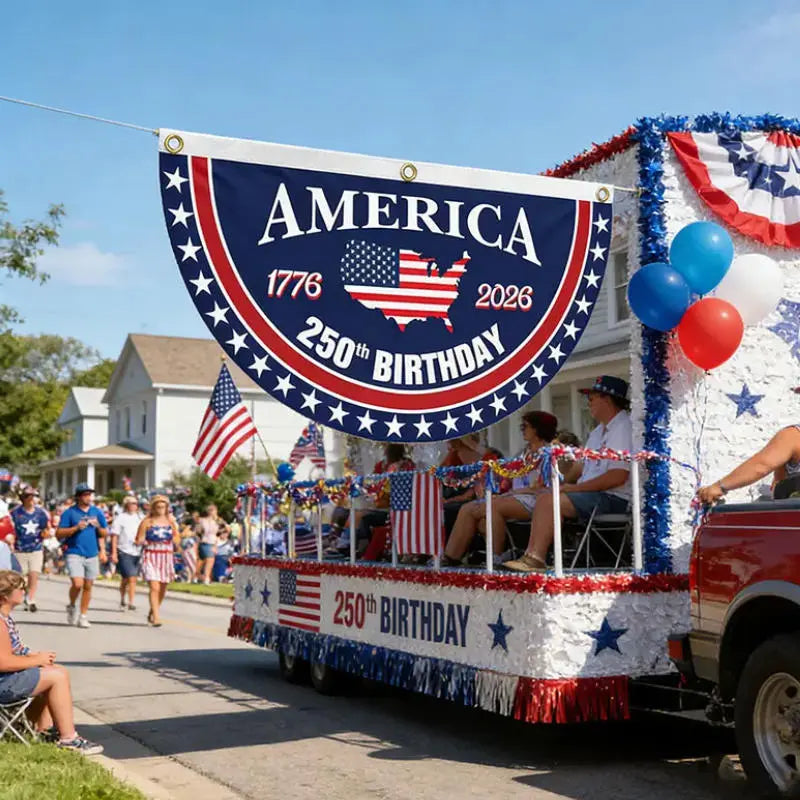 🇺🇸 America 250th Birthday Semicircular Flag Banner | Patriotic Bunting