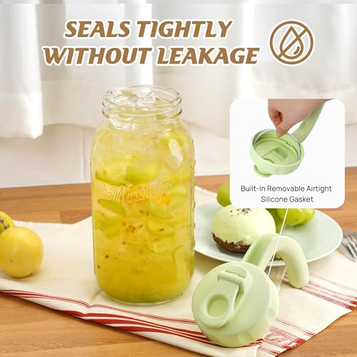 64oz Mason Jar Pitcher with Flip Spout Lid & Handle – Leak-Proof