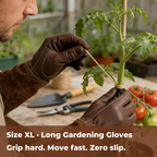 Leather Gardening Gloves – Long Cuff, Adjustable Strap, Sun & Dirt Protection