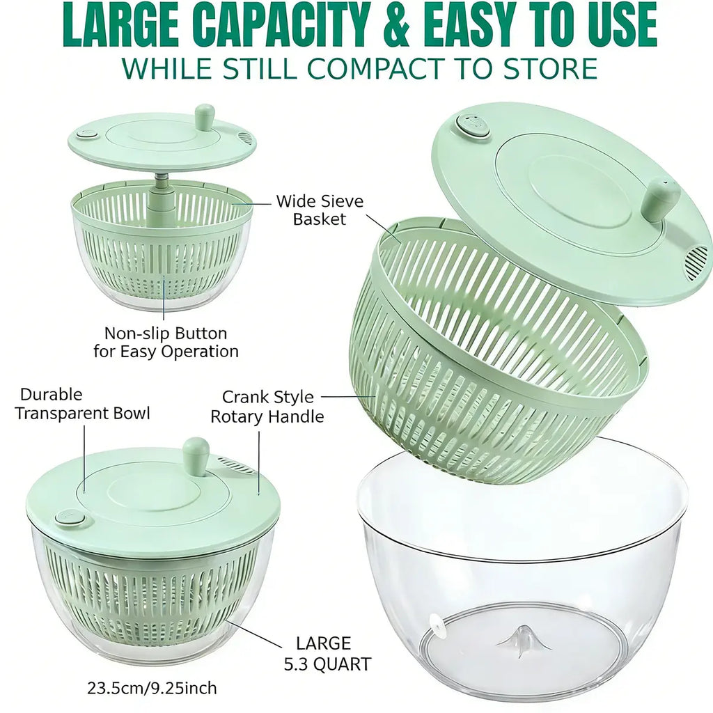 Salad Spinner & Chopper – Wash, Spin, Slice &Serve in One Bowl 🥗✨