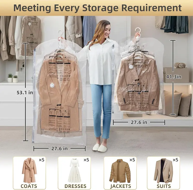 Hanging Vacuum Storage Bags – Save 80% Closet Space, Wrinkle‑Free 🧥📦