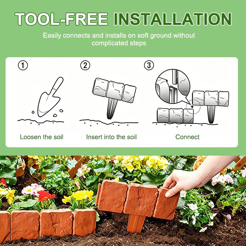 Imitation Stone Garden Edging – Flexible & Tool-Free 🌿🪨