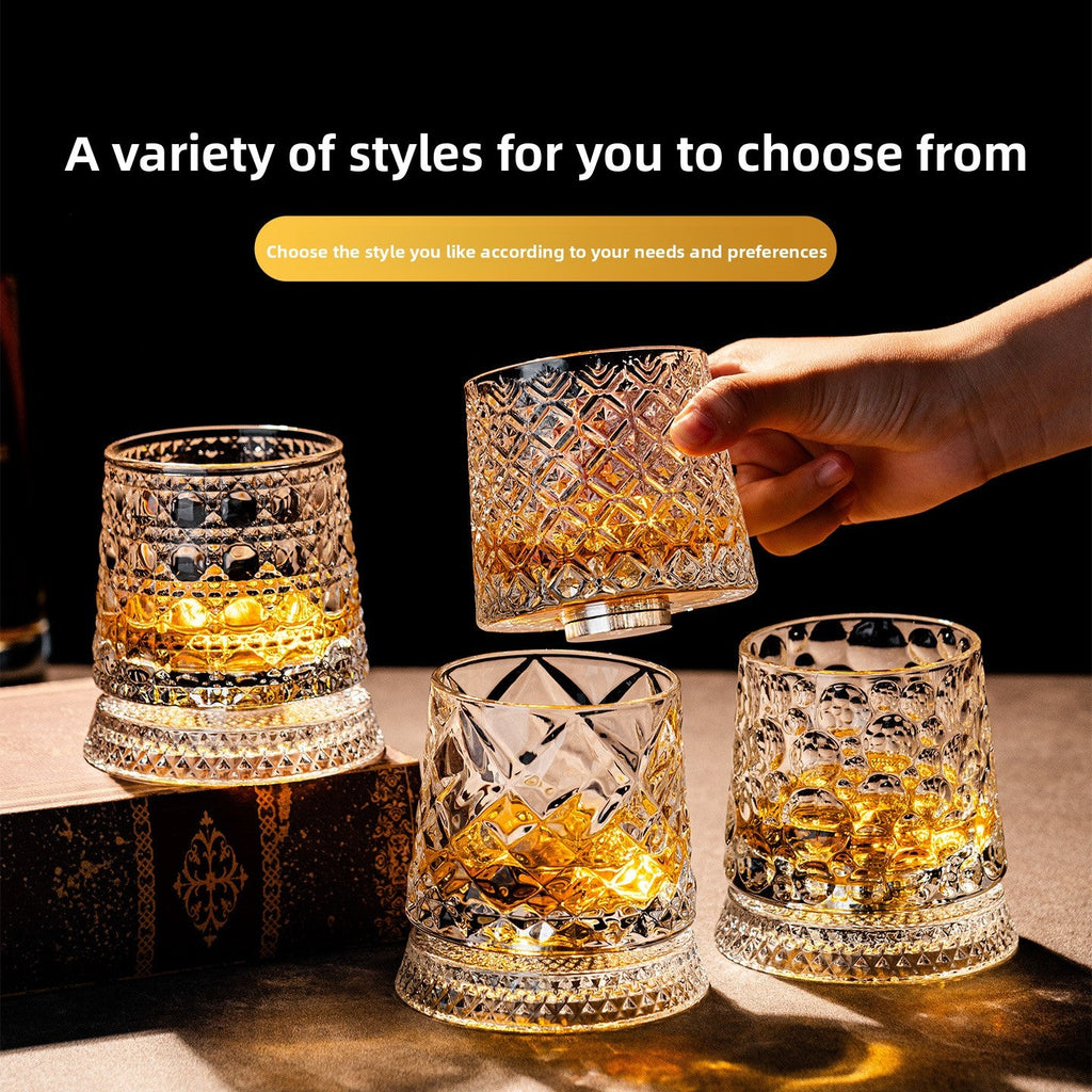 Rotating Whiskey Glass with Non-Spill Base