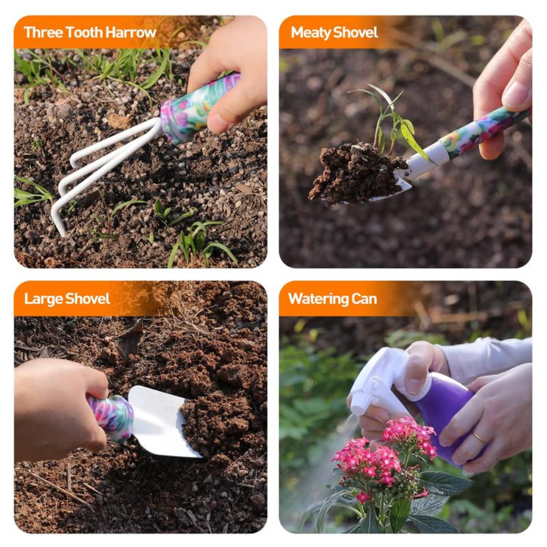 GreenHaven 8-Piece Garden Tool Set – Ergonomic, Stainless Steel, Storage Case 🌸🛠️
