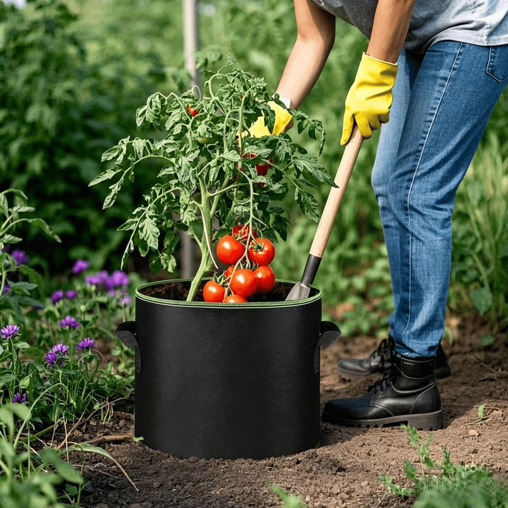 Heavy-Duty Fabric Grow Bag – Breathable & Portable with Handles 🌱