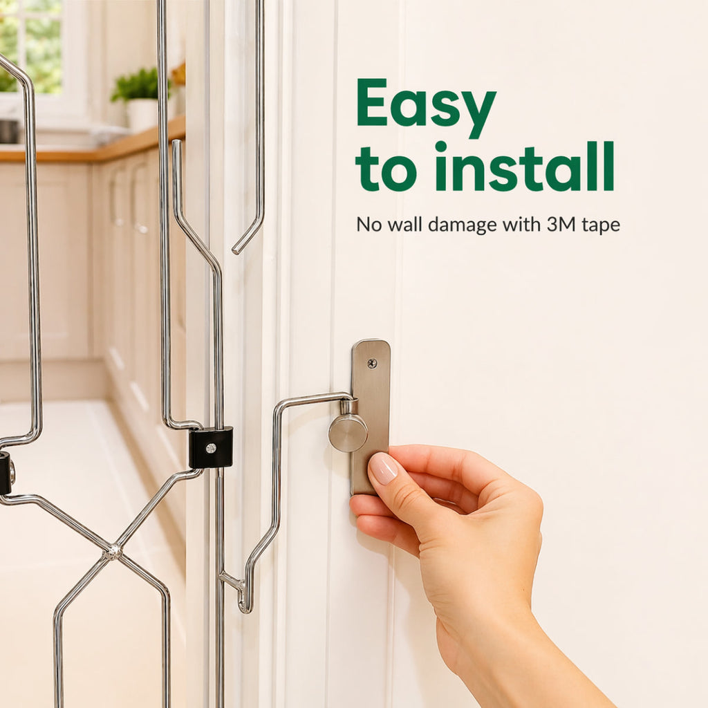 47" Steel Pet Gate – No-Drill 3M Adhesive, Fits Doors & Stairs 🐾🚪