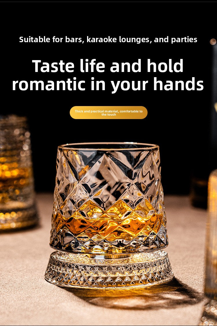 Rotating Whiskey Glass with Non-Spill Base