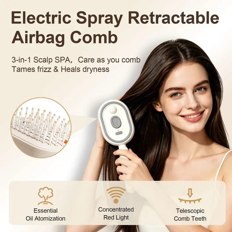 Electric Spray Air Cushion Massage Comb – Nano Mist &Scalp Care 💇♀️✨