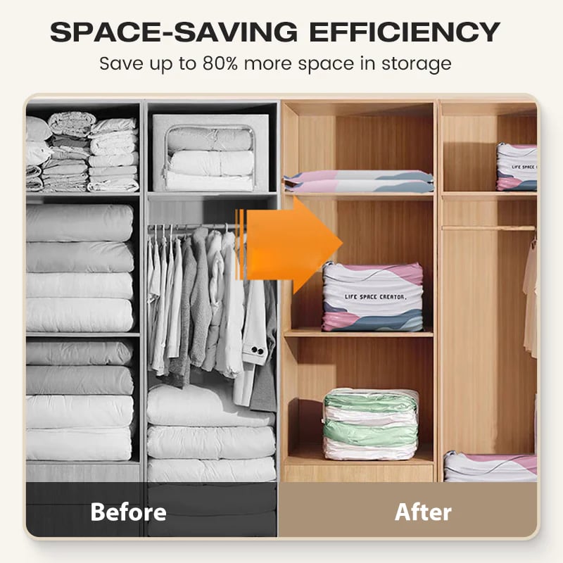 No‑Pump Vacuum Storage Bags – 3‑Second Compression, 80% Space Saved 🧳💨