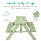 🔥🛟Outdoor essentials🌲Kids Outdoor Picnic Table with Umbrella – Wooden Activity Table, 220 lb Capacity