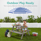 🔥🛟Outdoor essentials🌲Kids Outdoor Picnic Table with Umbrella – Wooden Activity Table, 220 lb Capacity