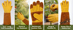 Leather Gardening Gloves – Long Cuff, Adjustable Strap, Sun & Dirt Protection