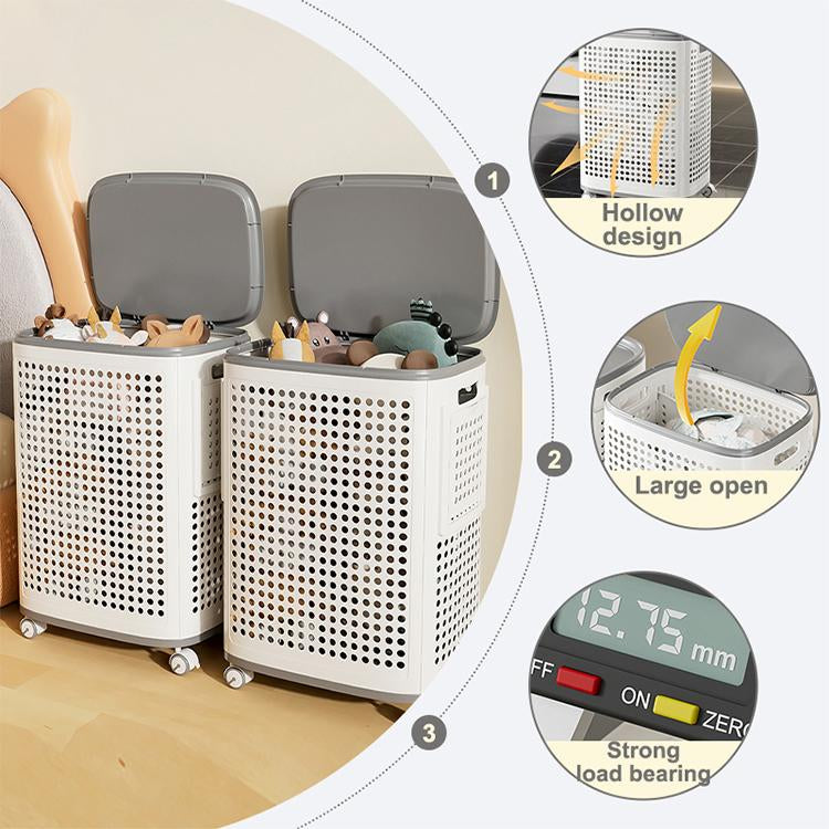 Laundry Basket with Wheels & Lid – Ventilated, Odor-Resistant, Portable Storage