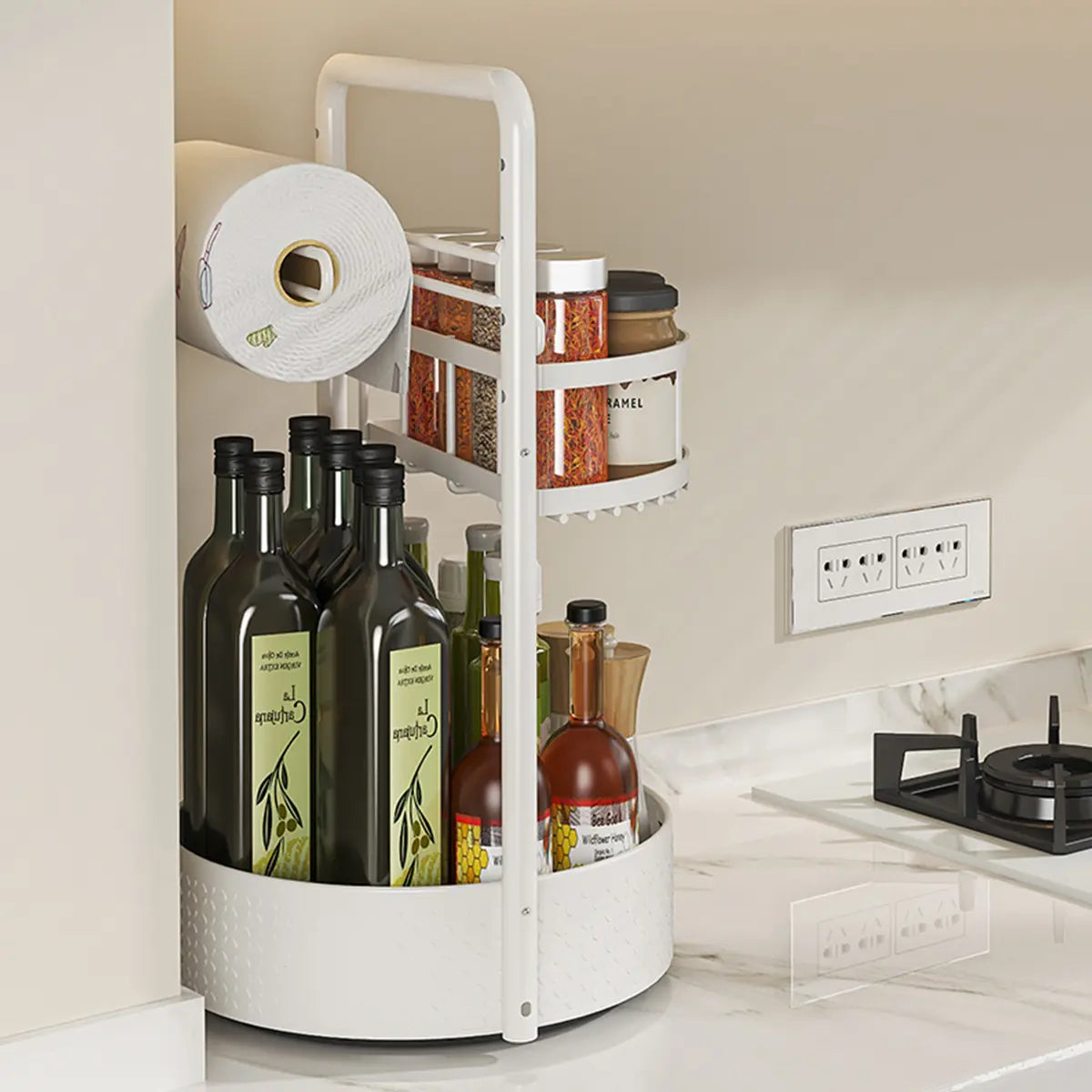 2‑Tier Lazy Susan Spice Organizer – 9.8″ Adjustable Metal Turntable 🧂🌀