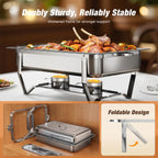 9QT Chafing Dish Set – Foldable Stainless Steel Buffet Warmer with Full or Multi-Size Pans