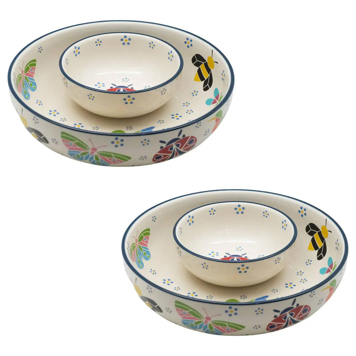 Set of 2 Personal Snack Tray/Chip and Dip Bowl