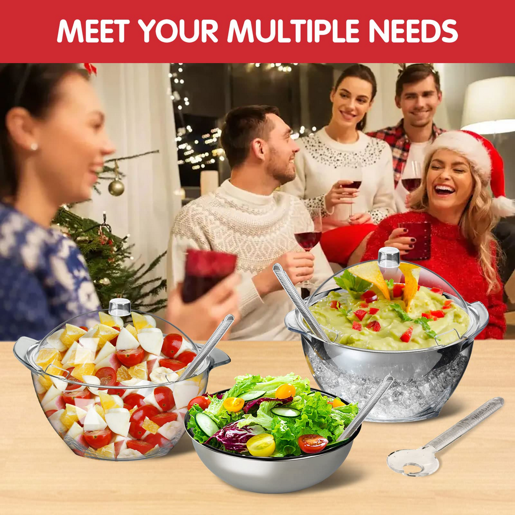 Ice Chilled Dip Bowl Set – 2‑Pack, Stainless Steel + Acrylic 🧊🥣