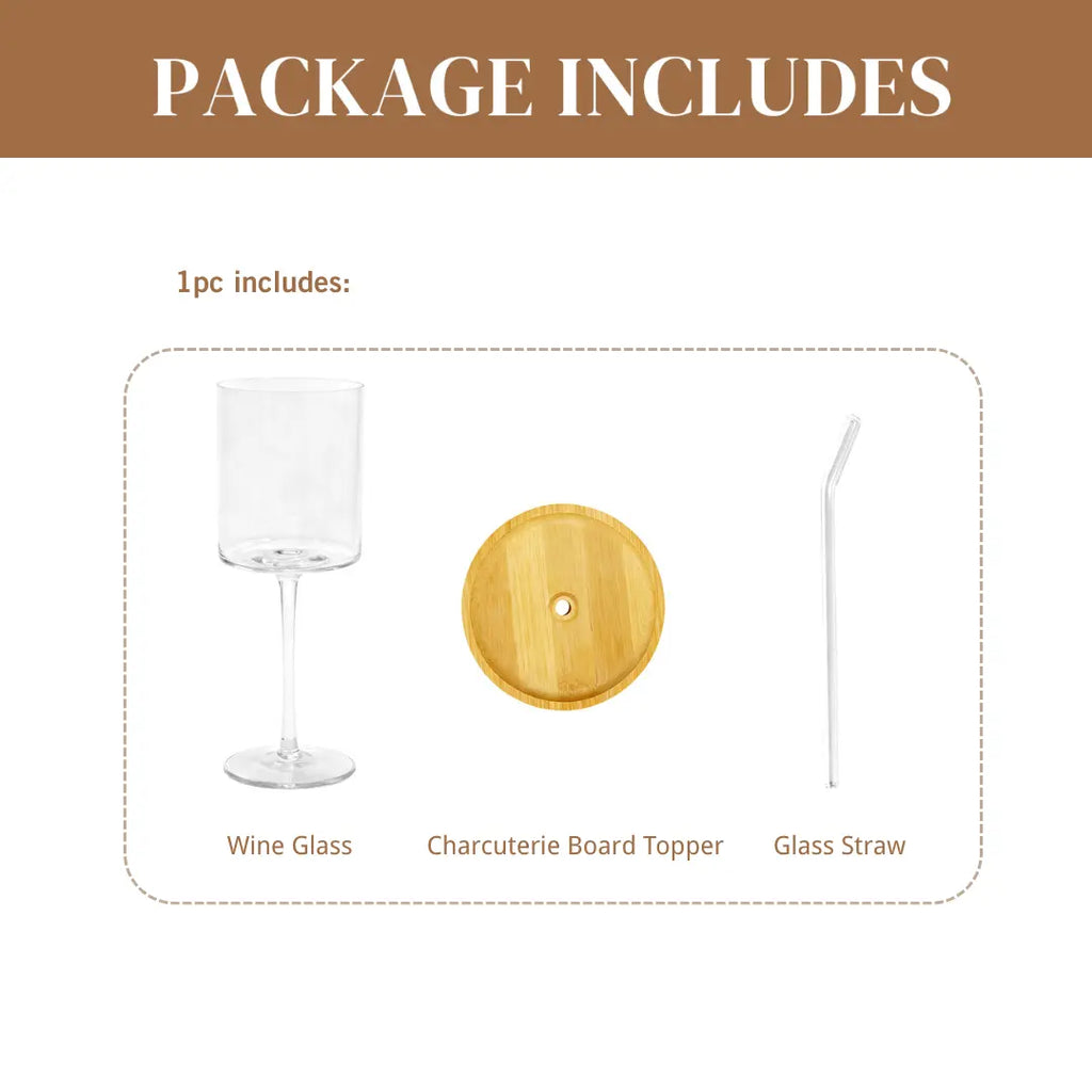 Wine Glass with Charcuterie Topper – Built‑in Snack Plate & Straw 🍷🧀