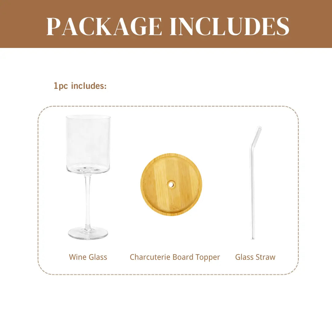 Wine Glass with Charcuterie Topper – Built‑in Snack Plate & Straw 🍷🧀