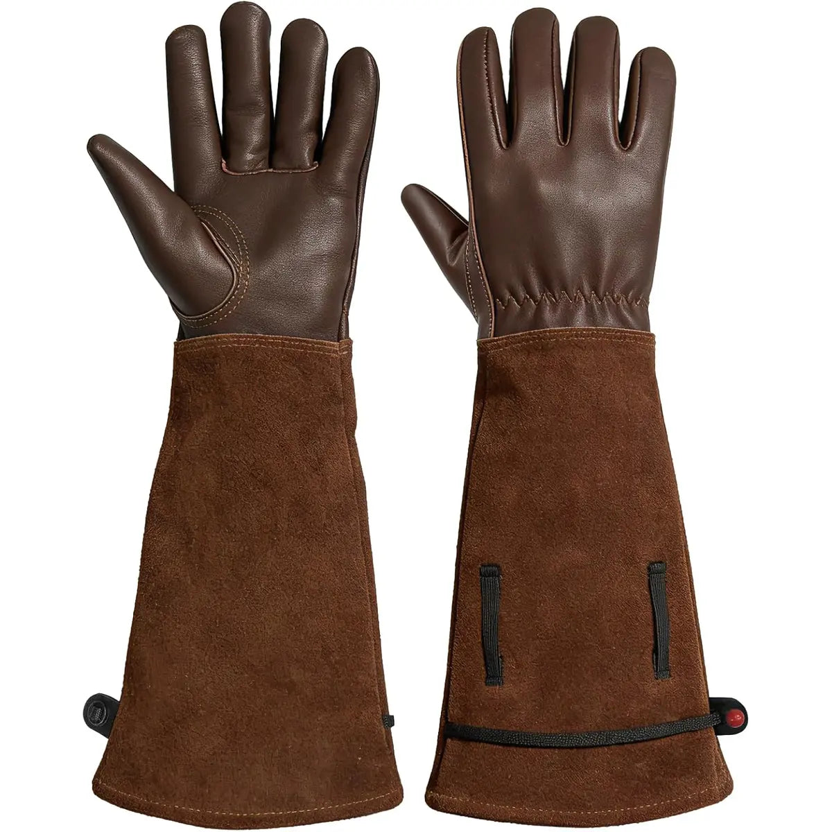Leather Gardening Gloves – Long Cuff, Adjustable Strap, Sun & Dirt Protection