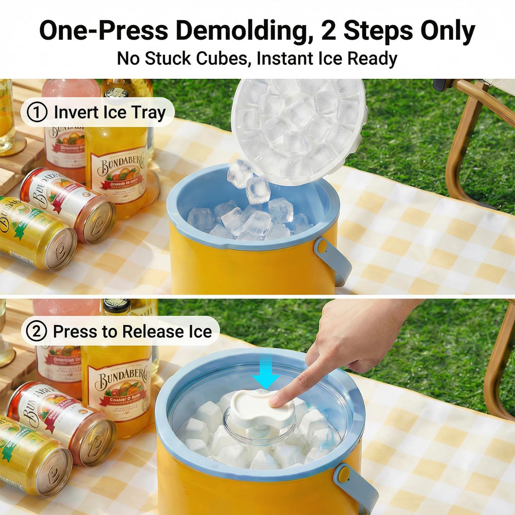 2-in-1 Ice Maker & Storage Bucket – Makes 40 Cubes, Insulated & Portable 🧊🪣
