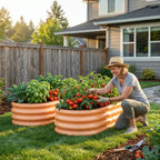 🍅Limited-time Summer Special Offer🍆2-Pack 12" Tall 4x2 ft Metal Raised Garden Beds – Oval Planter Box for Vegetables & Flowers