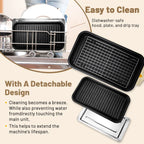Electric Indoor Grill & Griddle - 2-in-1 Smokeless Kitchen Grill, 1500w, Dishwasher Safe, BBQ Pan with Non-Stick Plates