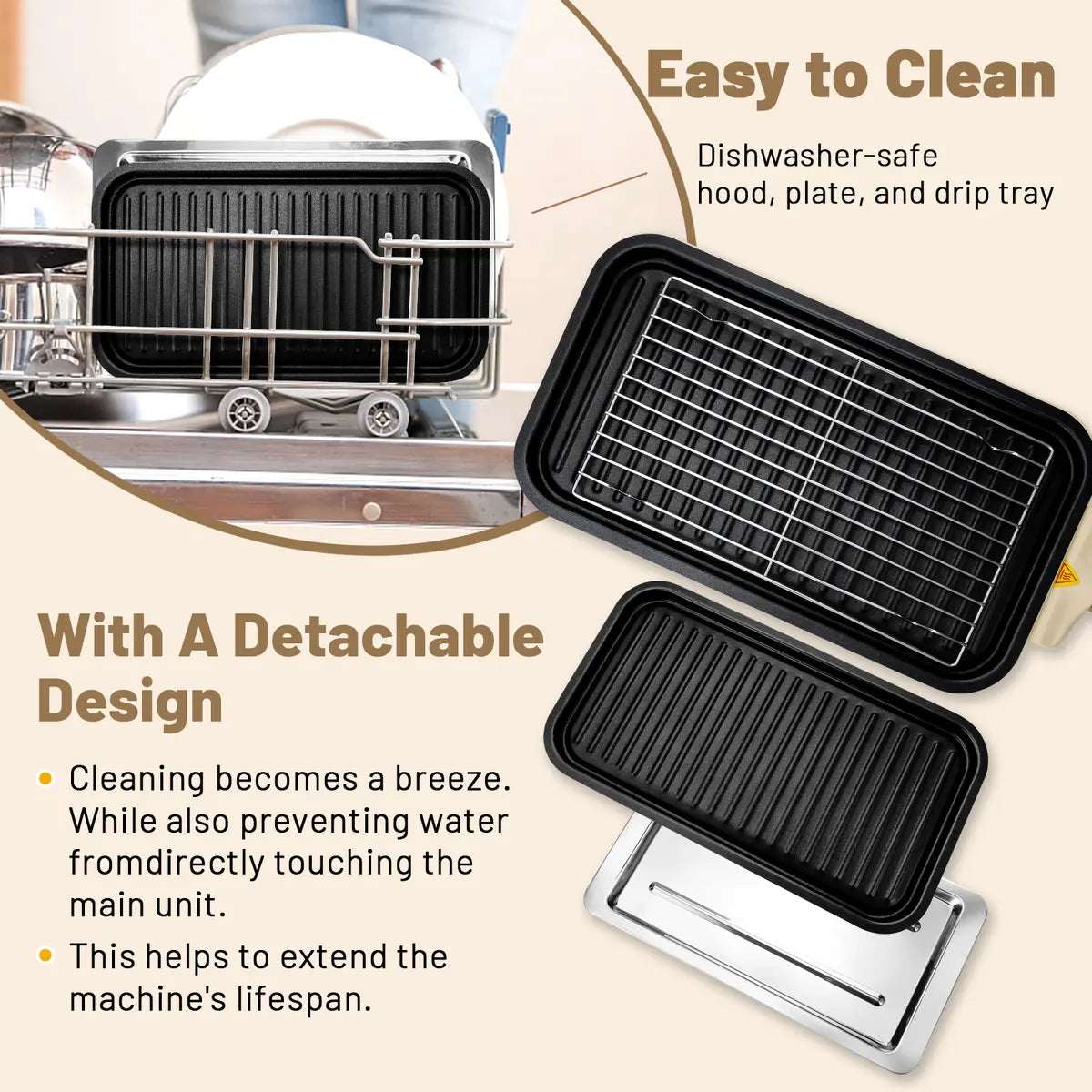 Electric Indoor Grill & Griddle - 2-in-1 Smokeless Kitchen Grill, 1500w, Dishwasher Safe, BBQ Pan with Non-Stick Plates