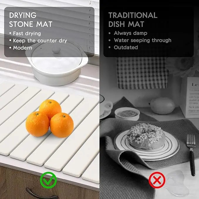 24x16" Diatomite Dish Drying Mat – Super Absorbent, Heat Resistant, Eco-Friendly