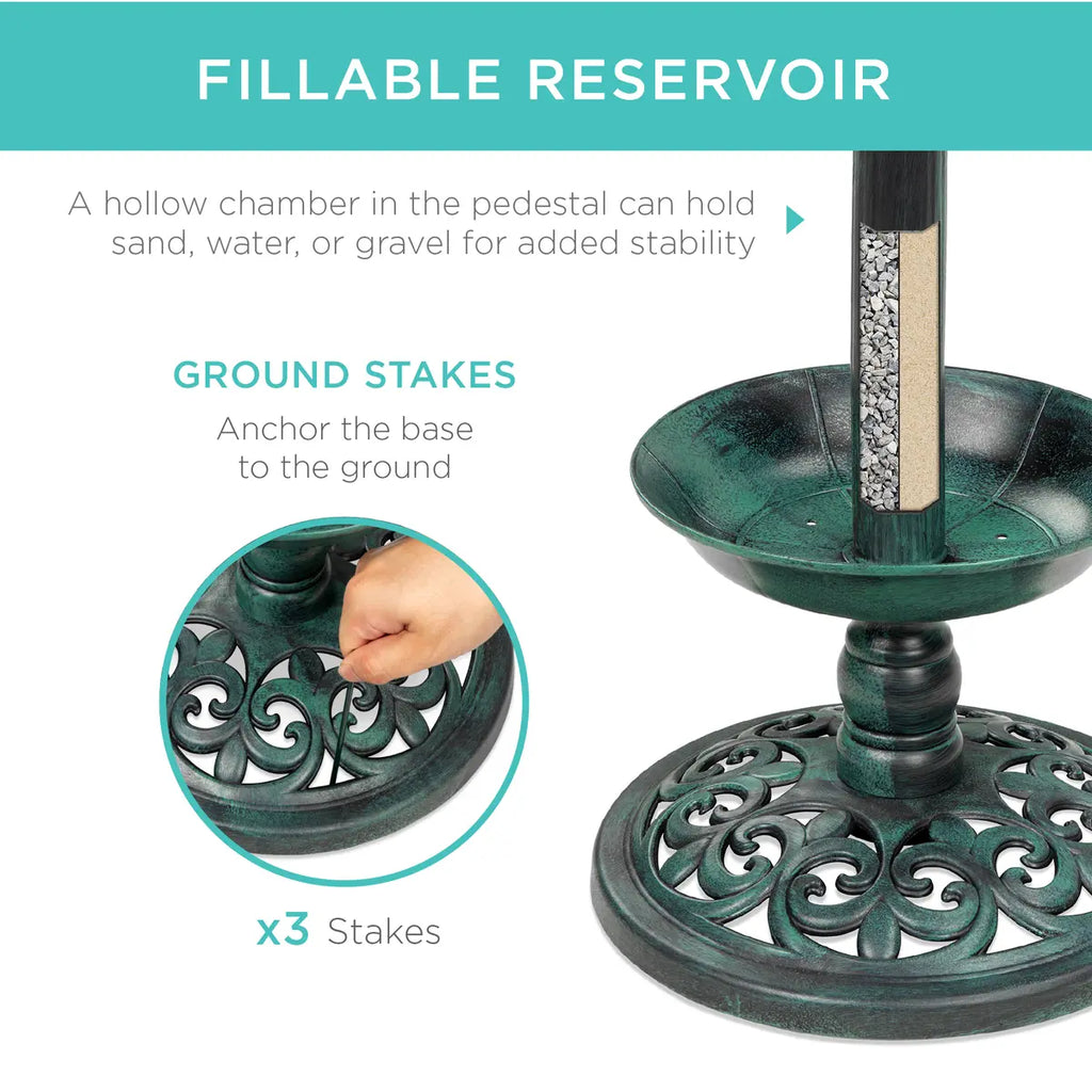 Solar Bird Bath with Planter – Glows at Night, Blooms by Day 🌙🌸