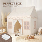 Beige Kids Play Tent with Star Lights &Mat – 47″ Playhouse 🎪🌟