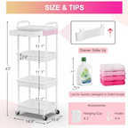 4-Tier Rolling Utility Cart – Lockable Wheels, Removable Drawer, Multi-Room Organizer