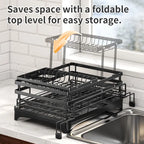 Foldable Dish Drying Rack with Pull‑Out Tray 🍽️🔄