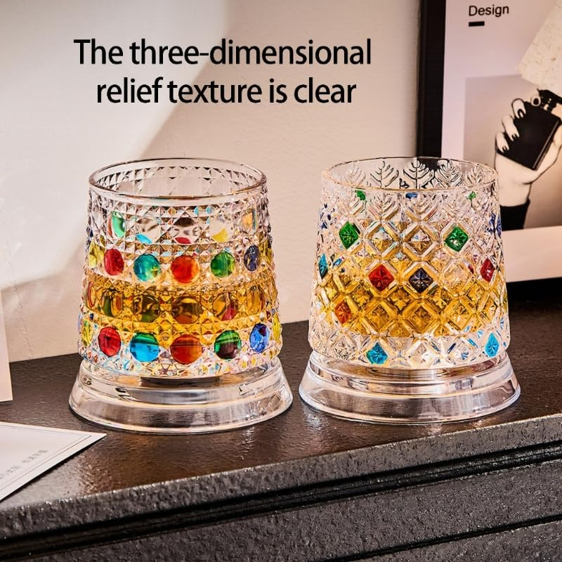 Rotating Crystal Whiskey Glass – Hand-Painted Star Base 🥃✨
