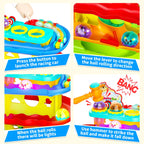 👧🌺Children's Day gift🔥2-in-1 Rolling Ball & Car Ramp Toy – Montessori Learning Game with Hammer & Lights