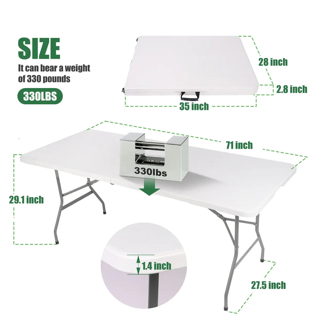 6ft Foldable Table Set with Tablecloth – Heavy Duty Portable Party Table for Indoor/Outdoor Events
