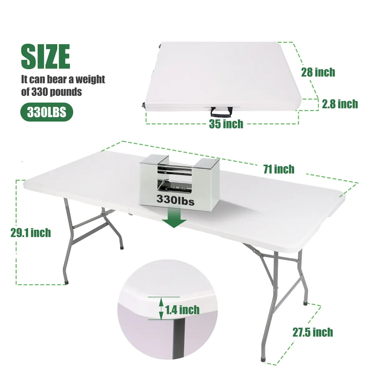 6ft Foldable Table Set with Tablecloth – Heavy Duty Portable Party Table for Indoor/Outdoor Events