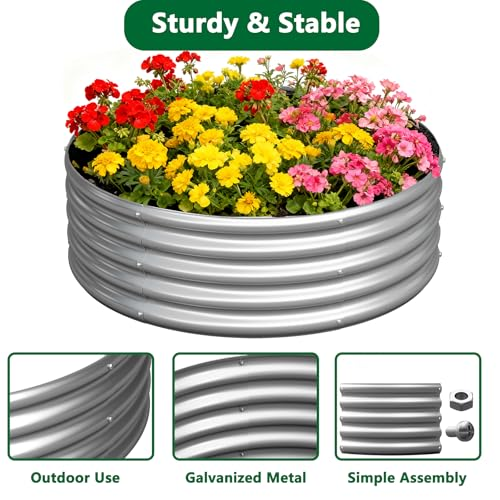Galvanized Raised Garden Bed – Round Metal Planter Box for Vegetables, Flowers & Fruits