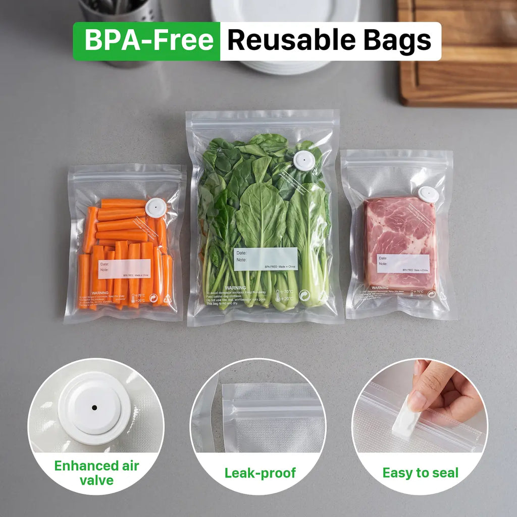 Handheld Vacuum Sealer with Visible Water Tank – 5X Food Freshness, Includes 30 Reusable Bags