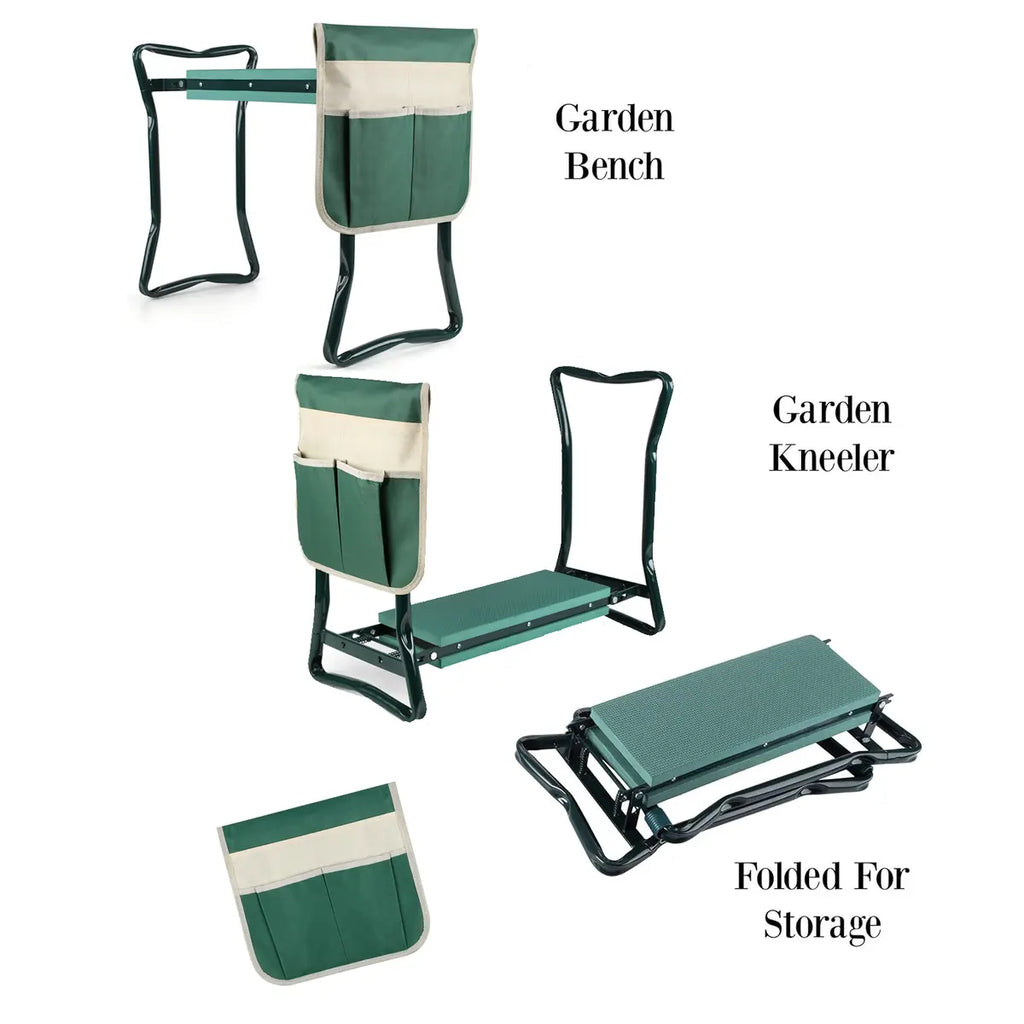 Garden Kneeler & Seat – EVA Foam Pad, Steel Frame, Tool Bags Included 🪴