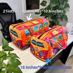 Unisex Boho Quilted Weekender Travel Bag, Lightweight & Comfortable, Hippie Design