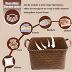 Handwoven Wicker Storage Baskets – Set of 4&8, Vegan Leather Handles 🧺