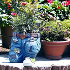Denim Jeans Flower Pot – Realistic Resin Planter, Indoor/Outdoor 👖🌱