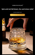 Rotating Whiskey Glass with Non-Spill Base