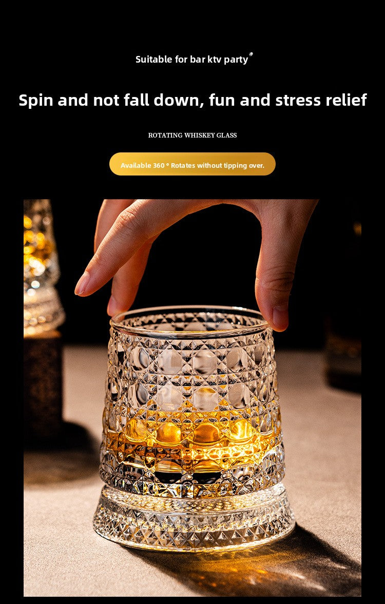 Rotating Whiskey Glass with Non-Spill Base