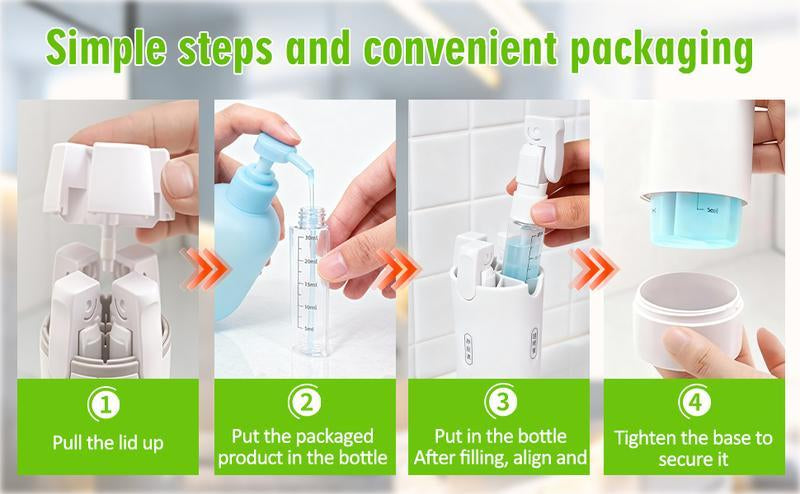 4-in-1 Travel Dispenser Bottle – Leak-Proof Silicone, Compact Toiletry Organizer