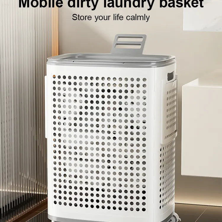 Laundry Basket with Wheels & Lid – Ventilated, Odor-Resistant, Portable Storage