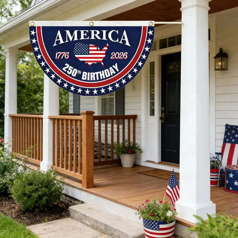 🇺🇸 America 250th Birthday Semicircular Flag Banner | Patriotic Bunting