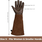 Leather Gardening Gloves – Long Cuff, Adjustable Strap, Sun & Dirt Protection